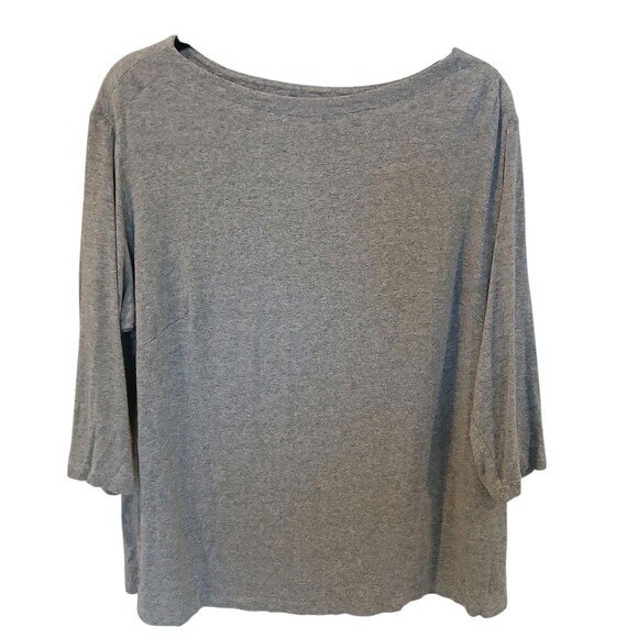 J Jill Shirt Top Womens 1X Gray Wearever Casual Basic Stretch 3/4 Sleeve Euc - Picture 1 of 10